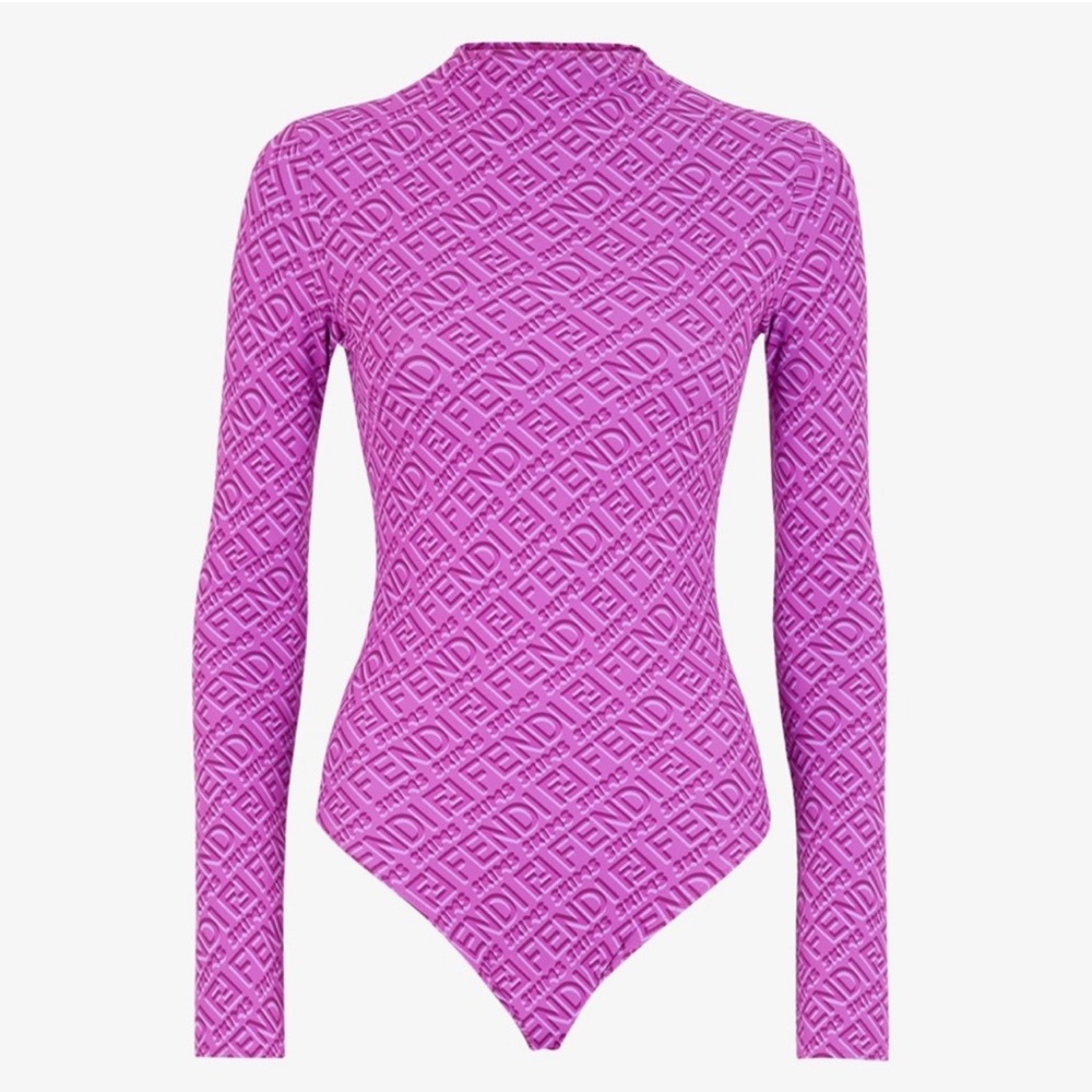 SKIMS Fendi by Skims Pink Long Sleeve Bodysuit